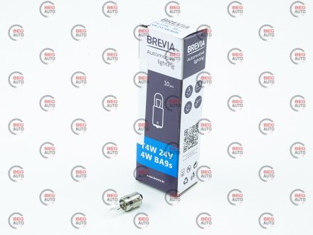 Автолампа t4w ba9s 4w прозрачная BREVIA 24319C