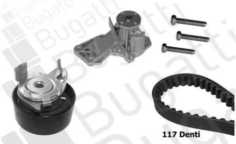 Ford к-т грм (ремень+ролик+насос+крепление) b-max, c-max ii, festa v, mazda, volvo BUGATTI KBU10107A