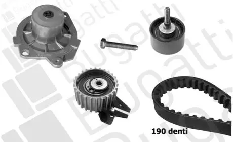 Комплект грм (+насос) (ролик пласт.pdi3695) doblo 1.9d/jtd 01- BUGATTI KBU5013A