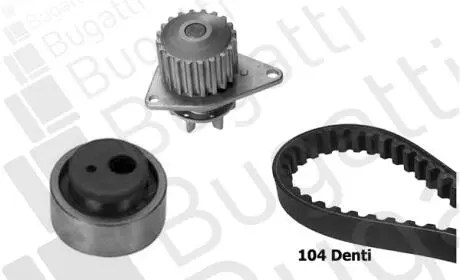 Citroen к-кт грм (насос + ролик + ремень) ax/bx/saxo/berlingo 1,0-1,4 BUGATTI KBU5504A