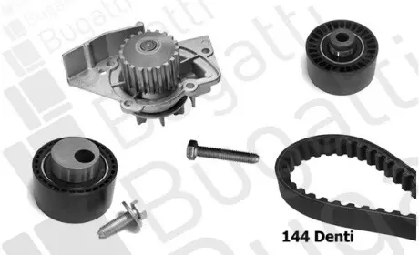 Citroen к-кт. грм (насос + ремень + 2 ролика) jumpy 2.0hdi -04, fiat scudo 2.0 jtd 99-06, ulysse 2.0 jtd 99-02, lancia phedra 2.0 jtd 02-10, peugeot 80 BUGATTI KBU5509D