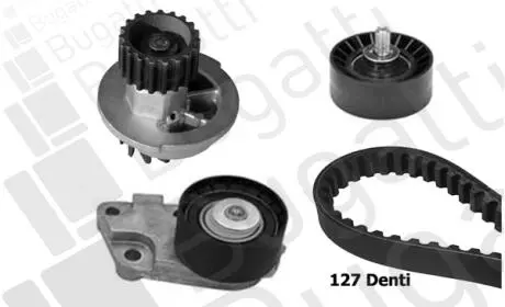 Daewoo к-кт грм (насос + ремень + 2 ролика) nubira,chevrolet aveo,cruz,lacetti 1.4/1.6 97 BUGATTI KBU9103A