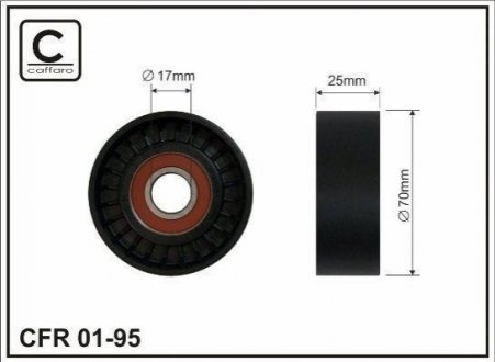 Натяжний ролик, полікліновий ремінь CAFFARO 01-95 (фото 1)