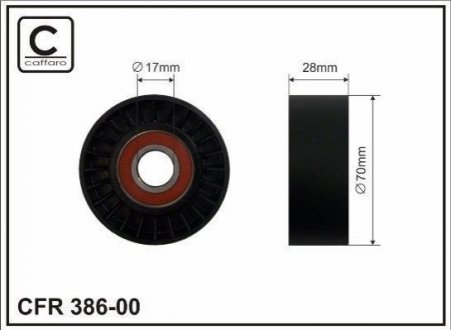 Натяжний ролик, полікліновий ремінь CAFFARO 386-00 (фото 1)