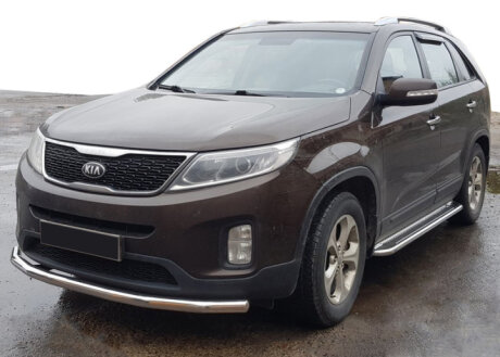 Передній захист ST008 (2013-2015, нерж.) Kia Sorento XM 2009-2014 рр. Can Automotive KASR.13.F3-05.6