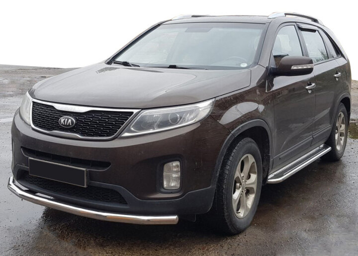 Передній захист ST008 (2013-2015, нерж.) Kia Sorento XM 2009-2014 рр. Can Automotive KASR.13.F3-05.6 (фото 1)