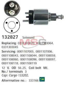 Втягивающее реле стартера CARGO 132827