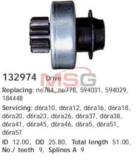 Привід з механізмом вільного ходу, стартер CARGO 132974