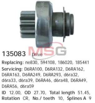 Привід з механізмом вільного ходу, стартер CARGO 135083