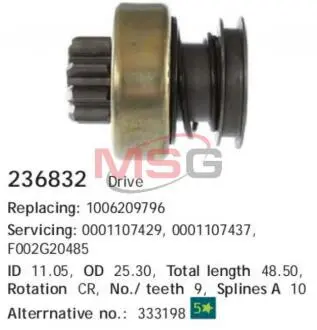 Привод с механизмом свободного хода, стартер CARGO 236832