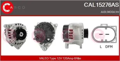 Генератор 12в 120а CASCO CAL15276AS