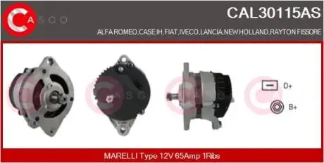 Генератор 12в 65а CASCO CAL30115AS