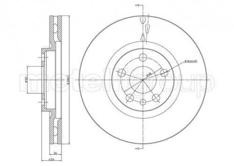 Тормозной диск перед. 806/expert/jumpy/scudo/zeta (94-06) CIFAM 800-338 (фото 1)
