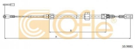 Трос, стояночная тормозная система COFLE 10.9881 (фото 1)