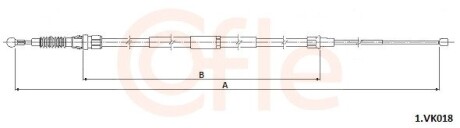 Трос ручного тормоза лев прав COFLE 1.VK018
