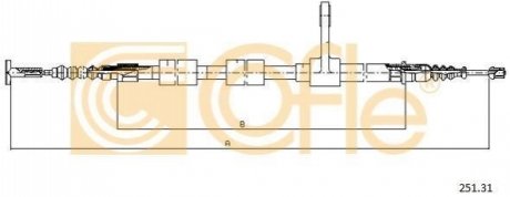 Трос, стояночная тормозная система COFLE 251.31 (фото 1)