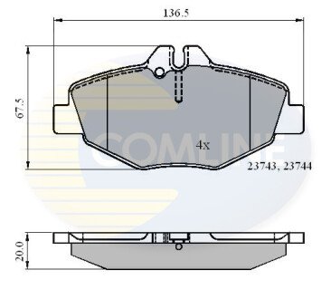 Комплект гальмівних колодок, дискове гальмо COMLINE CBP01209