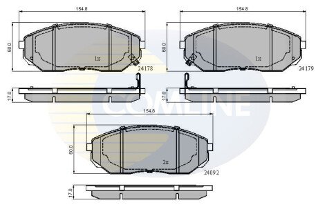 Комплект гальмівних колодок, дискове гальмо COMLINE CBP31178