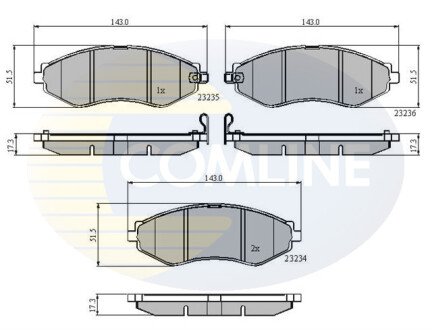 Комплект тормозных колодок, дисковый тормоз COMLINE CBP31188