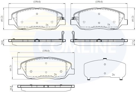 Комплект гальмівних колодок, дискове гальмо COMLINE CBP31676