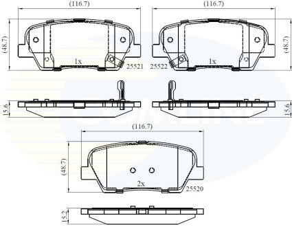 Комплект гальмівних колодок, дискове гальмо COMLINE CBP36009