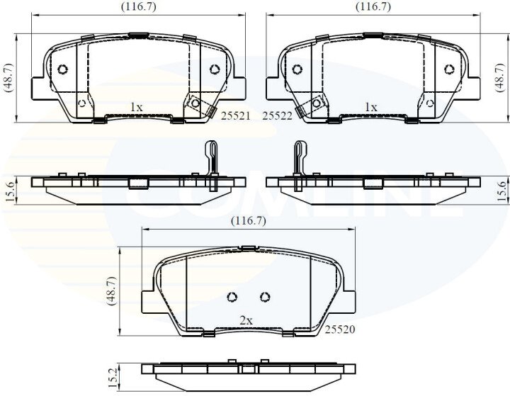 Комплект гальмівних колодок, дискове гальмо COMLINE CBP36009 (фото 1)