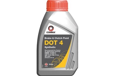 Торміна рідина dot 4 brake fluid 500мл (12шт/уп) COMMA BF4500M