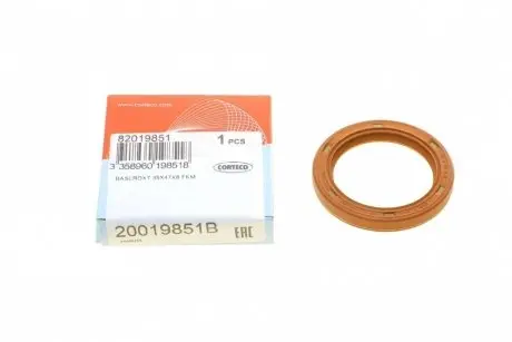 Уплотняющее кольцо, коленчатый вал; уплотняющее кольцо, распределительный вал; уплотняющее кольцо вала, масляный насос; уплотнительное кольцо вала, приводной вал (масляный насос) CORTECO 20019851B
