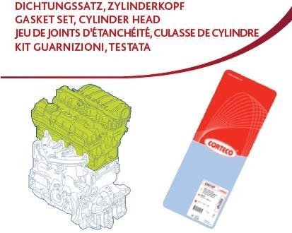 Комплект прокладок (верхний) BMW 3 (E46)/5 (E39)/X5 (E53) 2.2/3.0M54 00-07 CORTECO 417284P (фото 1)