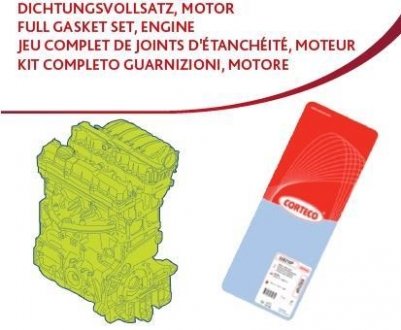 Комплект прокладок (полный) Citroen Jumper/Peugeot Boxer/Iveco Daily 2.8D 99- CORTECO 430071P (фото 1)