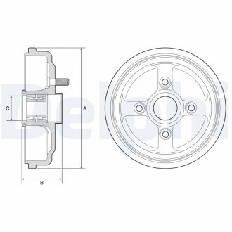 Барабан гальмівний Aveo з маточиною (цільнолитий) та підшипником з ABS DELPHI BFR567