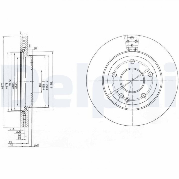 Тормозные диски DELPHI BG3709 (фото 1)