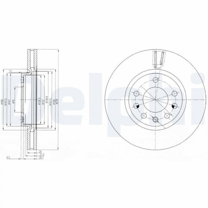 Тормозной диск opel corsa c/d cdti DELPHI BG4149 (фото 1)