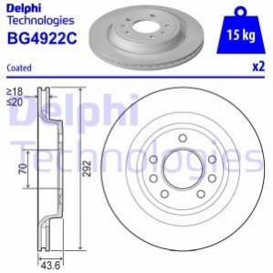 Тормозной диск saab 9-3 09- задний DELPHI BG4922C (фото 1)