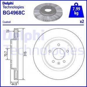 Тормозной диск DELPHI BG4968C (фото 1)