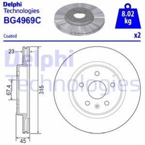 Тормозной диск DELPHI BG4969C (фото 1)