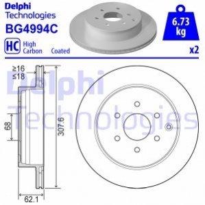 Задний тормозной диск DELPHI BG4994C (фото 1)