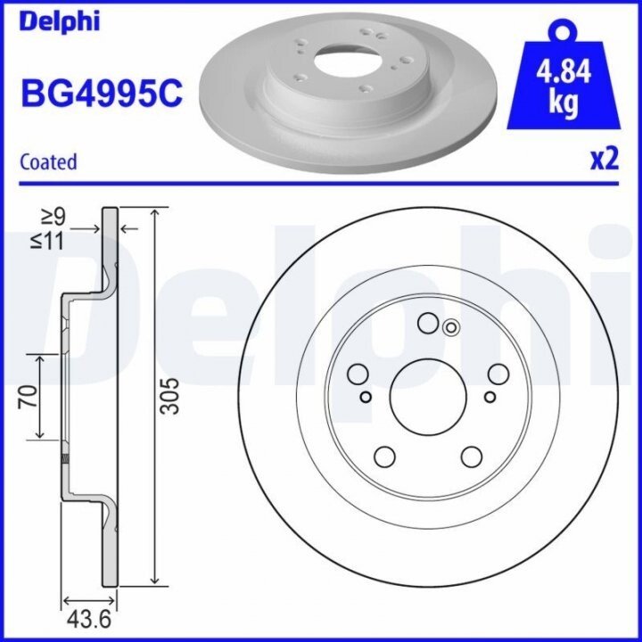 Тормозные диски DELPHI BG4995C (фото 1)