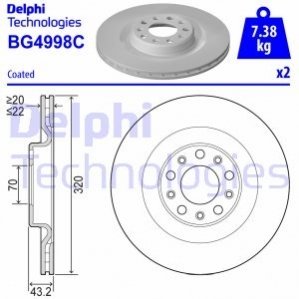 Задній гальмівний диск DELPHI BG4998C (фото 1)