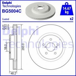 Передній гальмівний диск DELPHI BG5004C