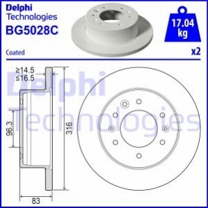 Задний тормозной диск DELPHI BG5028C