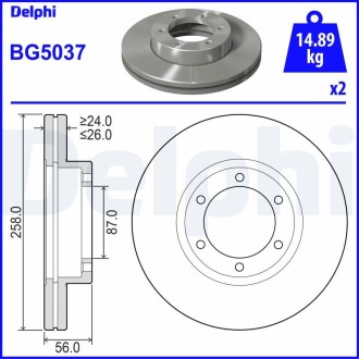 Передній гальмівний диск DELPHI BG5037