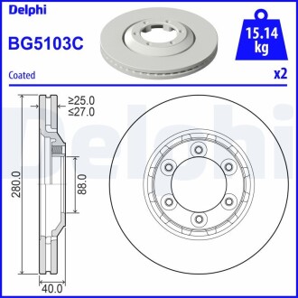 Передній гальмівний диск DELPHI BG5103C