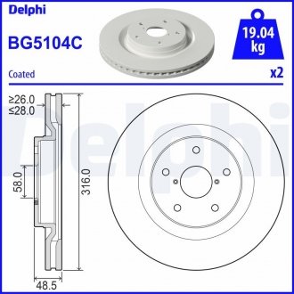 Передний тормозной диск DELPHI BG5104C