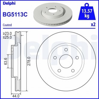 Передний тормозной диск DELPHI BG5113C