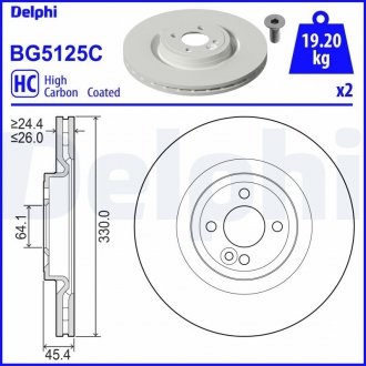 Передний тормозной диск DELPHI BG5125C (фото 1)