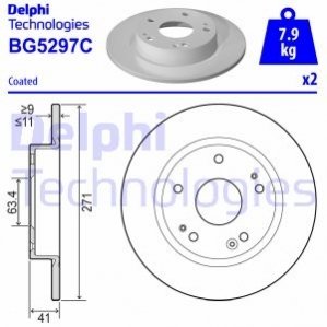 Задній гальмівний диск DELPHI BG5297C