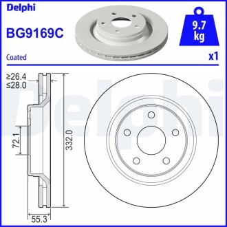 Передній гальмівний диск DELPHI BG9169C