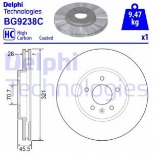 Тормозной диск DELPHI BG9238C