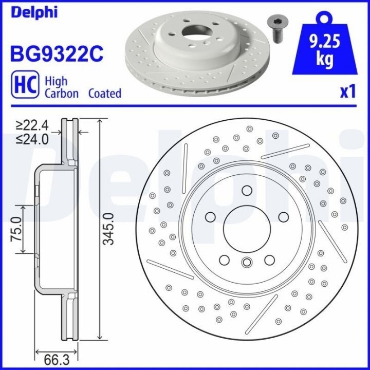 Гальмівний диск DELPHI BG9322C (фото 1)